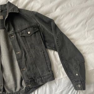 hip length CK denim jacket, washed black
